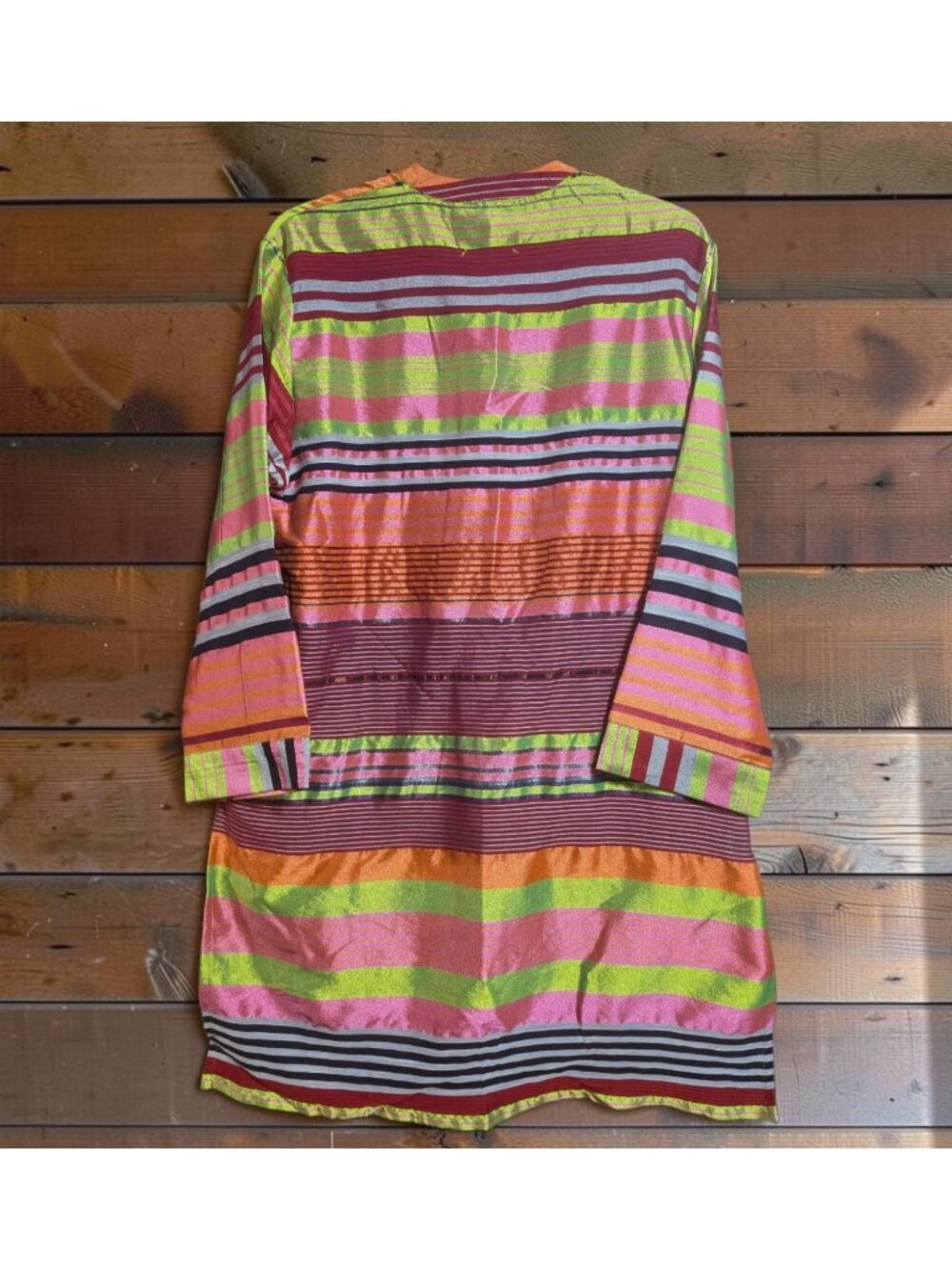 NWT Chapter 2 by Khaadi Multicolor Striped Silk Blend Tunic Kurta Dress Medium M - Picture 2 of 15